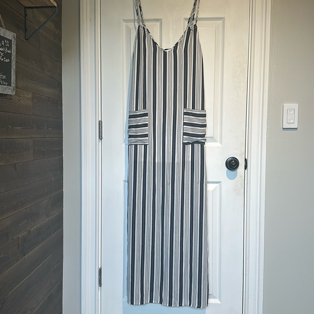 NWT Rokoko small spaghetti strap black and white maxi dress